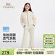 英氏（YEEHOO）女童套裝兒童外套褲子兩件套中大童裝學(xué)院休閑抑菌春裝 米白 165