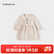 babylove【清倉】女寶寶連衣裙春秋純棉紗布裙子可愛(ài)娃娃領(lǐng)嬰兒法式甜美 縞羽白 80