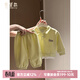 蒙黛莉（MINGDAILI）男女童春秋裝套裝寶寶秋季衣服兒童衛衣嬰兒分體套裝6-12月運動(dòng) 奶油黃綠色 73