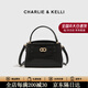 CHARLIE&KELLI CK品牌輕奢鱷魚(yú)紋凱莉包手提包包女款斜挎婚包包情人節生日禮物 黑色【京倉配送 贈專(zhuān)柜禮袋】