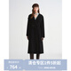獨束大碼女裝【墨染大衣】重工翻領(lǐng)雙排扣羊毛大衣氣質(zhì)百搭呢外套 靜謐黑 3XL （尺碼：5）