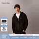 Calvin KleinJeans新款男士美式休閑運動(dòng)風(fēng)ck刺繡寬松連帽開(kāi)衫外套衛衣 UB1-太空黑 M