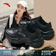 安踏小千禧丨女鞋運動(dòng)鞋皮面防水休閑厚底黑色輕便戶(hù)外老爹旅游鞋 【主推小千禧-防潑水皮革】黑 37.5