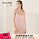 金三塔真絲睡衣女100%桑蠶絲簡(jiǎn)約背心式真絲睡裙絲綢睡衣 十樣錦粉 XL