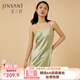 金三塔真絲睡衣女100%桑蠶絲性感可外穿真絲吊帶裙睡裙絲綢睡衣情人節禮 牛油果綠 L