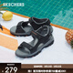 斯凱奇（Skechers）男鞋魔術(shù)貼涼鞋運動(dòng)休閑戶(hù)外鞋簡(jiǎn)約露趾沙灘鞋子防滑拖鞋 黑色/BLK 41