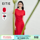 愛(ài)特愛(ài)（EITIE）純色收腰a字連衣裙夏季新款簡(jiǎn)約通勤垂墜氣質(zhì)優(yōu)雅6607331 紅蔓61 XL 170
