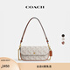 蔻馳（COACH）新款女士馬車(chē)圖案印花BROOK翻蓋鏈帶包斜挎單肩包高級感女包 B4/粉筆白色 灰褐色