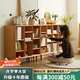 美型美酷 實(shí)木書(shū)架櫸木矮格子柜日式簡(jiǎn)約兒童書(shū)架落地書(shū)柜學(xué)生置物架儲物 櫸木【80*30*90】