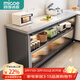 四季沐歌廚房置物架櫥柜餐邊收納柜碗柜微波爐烤箱落地置物儲物柜用具大全 加厚巖板【灰3層120*40*80】
