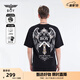 BOY LONDON【閃耀銀幣】春季男女同款燙鉆做舊翅膀印花T恤N01002 黑色 L