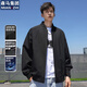 棉致夾克男秋季美式棒球服男休閑外套男士衣服男裝 黑色 XL