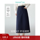 茵曼（INMAN）復古通勤開(kāi)叉半身裙女百搭舒適全棉中長(cháng)A字裙子 深藍色 -18518172 XL