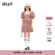 DZZIT地素時(shí)尚春夏法式浪漫泡泡袖碎花設計連衣裙3H2O4496K 深紅色 M