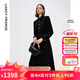 朗姿秋季新款黑色長(cháng)裙高級感氣質(zhì)法式設計感收腰襯衫連衣裙 黑色2 L