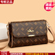 雪愛(ài)袋鼠（XUEAIDAISHU）高檔女士單肩斜挎包女款包包大容量2026新款百搭中年媽媽包禮物 DS棕/卡【禮盒+禮袋+手包卡包】