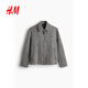 H&M男裝夾克春季時(shí)尚翻領(lǐng)長(cháng)袖西裝上衣巴恩風(fēng)底特律外套1234628 黑色/白色 M 175/100