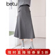 百圖betu女裝春季新款半身裙高腰工裝裙顯瘦半身裙女2401T53 灰色 M