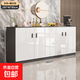 餐邊柜餐廳廚房櫥柜客廳大容量收納儲物矮柜簡(jiǎn)易臥收納儲物柜子 【加厚四門(mén)大容量】白灰色1.6米