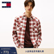 TOMMY JEANS秋冬男裝純棉微抓絨法蘭絨通勤復古漸變格紋長(cháng)袖襯衫外套 橙色格紋SZZ L