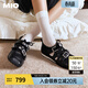 MIO米奧芭蕾運動(dòng)瑪麗珍2026春新款閃鉆綁帶女阿甘舞鞋裂紋皮單鞋 墨曜黑 38 (240mm)