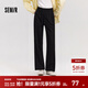森馬（Semir）休閑褲女春季松緊腰抽繩闊腿褲女生顯瘦ins潮流百搭慵懶衛褲 黑色90001 M