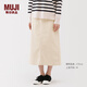 MUJI 女式 彈力燈芯絨 窄裙 長(cháng)半身裙 裙子女裝女款 25年冬季BE1XWA5A 象牙色 M （160/66A）