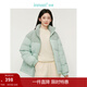 茵曼（INMAN）新款燈芯絨2025冬季季百搭休閑立領(lǐng)拼接撞色面包服外套羽絨服 淺青色 L