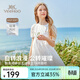 英氏（YEEHOO）女童連衣裙兒童裙子夏季薄款白色長(cháng)裙公主裙中大童裝女孩網(wǎng)紗裙新 鳶尾花格紋款 白色 【純棉內襯】 120
