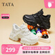 他她（TATA）泡泡奶油白色老爹鞋增高休閑鞋厚底百搭運動(dòng)鞋 AM5黑色（單） 36