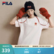 FILA 斐樂(lè )官方情侶針織短袖衫2026春季新款時(shí)尚休閑純棉海棠花T恤 云菇白-WT L 175/96A/L
