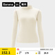 蕉內（Bananain）【趙露思同款】熱皮502++女士T恤打底衫半高領(lǐng)秋冬加絨顯瘦肌底衣 【連領(lǐng)】奶白撞線(xiàn) M