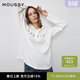 moussy 春季新品休閑風(fēng)蕾絲拼接長(cháng)袖針織衫女028JSX90-1049 010白色 均碼