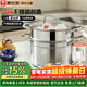 康巴赫蒸鍋304不銹鋼大容量湯鍋多功能蒸煮鍋具24cm復底燃氣電磁爐通用