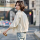 拉夏貝爾（La Chapelle）米白色短外套女春秋2026新款小個子時尚洋派牛仔上衣覆古翻領夾克 米白色 M 106-118斤