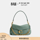 蔻馳（COACH）奧萊女士女包CHAIN TABBY鏈帶單肩包斜挎包腋下包高級感 黃銅色硬件/灰綠色