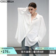 COCOBELLA微透視蝙蝠袖休閑白襯衫女Oversize遮陽(yáng)開(kāi)衫SR3193 白色 L