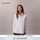 Calvin KleinJeans春秋女士休閑復古通勤度假風(fēng)ck府綢條紋刺繡長(cháng)袖襯衫外套 0SA-淺藍條 XS
