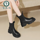 啄木鳥(niǎo)冬季厚底馬丁靴女2025新款加絨保暖短靴切爾西靴英倫風(fēng)煙筒靴女鞋 黑色 加絨 37 (235mm) 尺碼偏小 建議拍大一碼