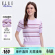 ELLE ACTIVE冰爽絲優(yōu)雅撞色圓領(lǐng)T恤夏季新款清新彩色正肩短袖休閑毛織衫女 淺紫/紅 XL