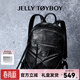 JellyToyboy包包女包重構背包.新款牛皮雙肩包旅游大容量實(shí)用通勤電腦包 黑色