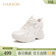 哈森時(shí)尚內增高老爹鞋女鞋網(wǎng)面透氣運動(dòng)休閑秋季HCL252902 米色復合材料/織物/橡塑 37