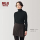MUJI女式起毛羅紋編織高領(lǐng)長(cháng)袖T恤打底衫女款內搭春季上衣 黑色 L (165/88A)