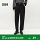 森馬（Semir）休閑褲女半松緊腰寬松錐形褲百搭冬季簡(jiǎn)約風(fēng)肌理抓絨長(cháng)褲氣質(zhì) 黑色90001 L