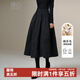 晚白【新品】黑色顯瘦a字半身裙冬款百搭顯瘦保暖羊毛大擺半裙 深灰色 M