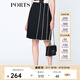 PORTS寶姿  新品商場(chǎng)同款女裝百搭撞色壓褶半身裙LN8S008KWB008 黑色 XS (2)