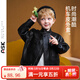 ASK JUNIOR機車(chē)風(fēng)兒童防風(fēng)外套男童春季厚實(shí)保暖落肩小童皮衣外套夾克上衣 黑色 110