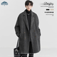 頂峰保羅（Dingfengbaoluo）韓版毛呢大衣男冬季中長(cháng)款加厚外套高級感雙排扣HK09上帝灰L