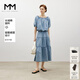 麥檬MM商場(chǎng)同款24夏新款簡(jiǎn)約百搭寬松A字牛仔半身裙5F5242071 牛仔藍 M