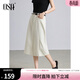 歐莎（OSA）通勤側邊開(kāi)叉純棉半身裙2025夏季新款女百搭遮胯牛仔A字裙小個(gè)子 米白色 S